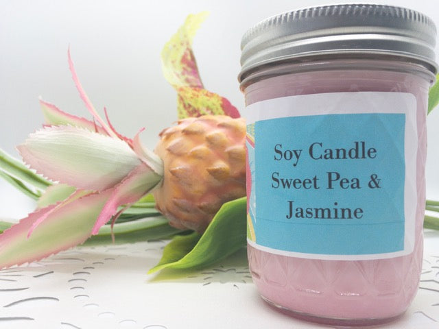 Soy Candle, Sweet Pea & Jasmine-Sterling soAKs